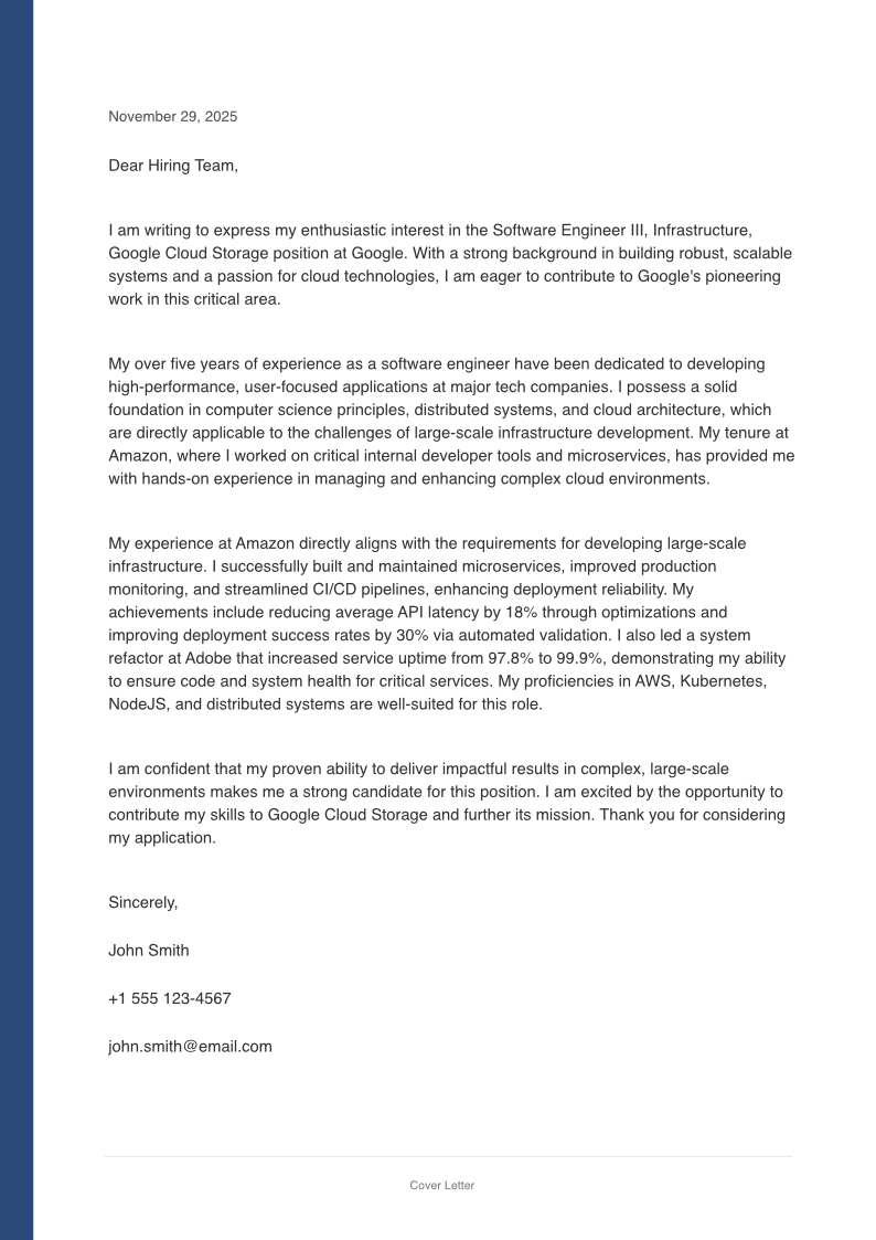 Standard Cover Letter Template